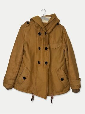 Sessùn Camel Brown Sherpa Lined Hooded Utility Parka Jacket Size S